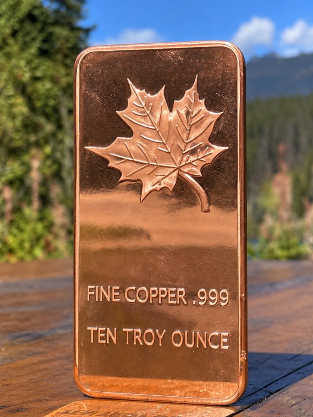 10 Ounce 0.999 Fine Copper Maple Leaf Bar